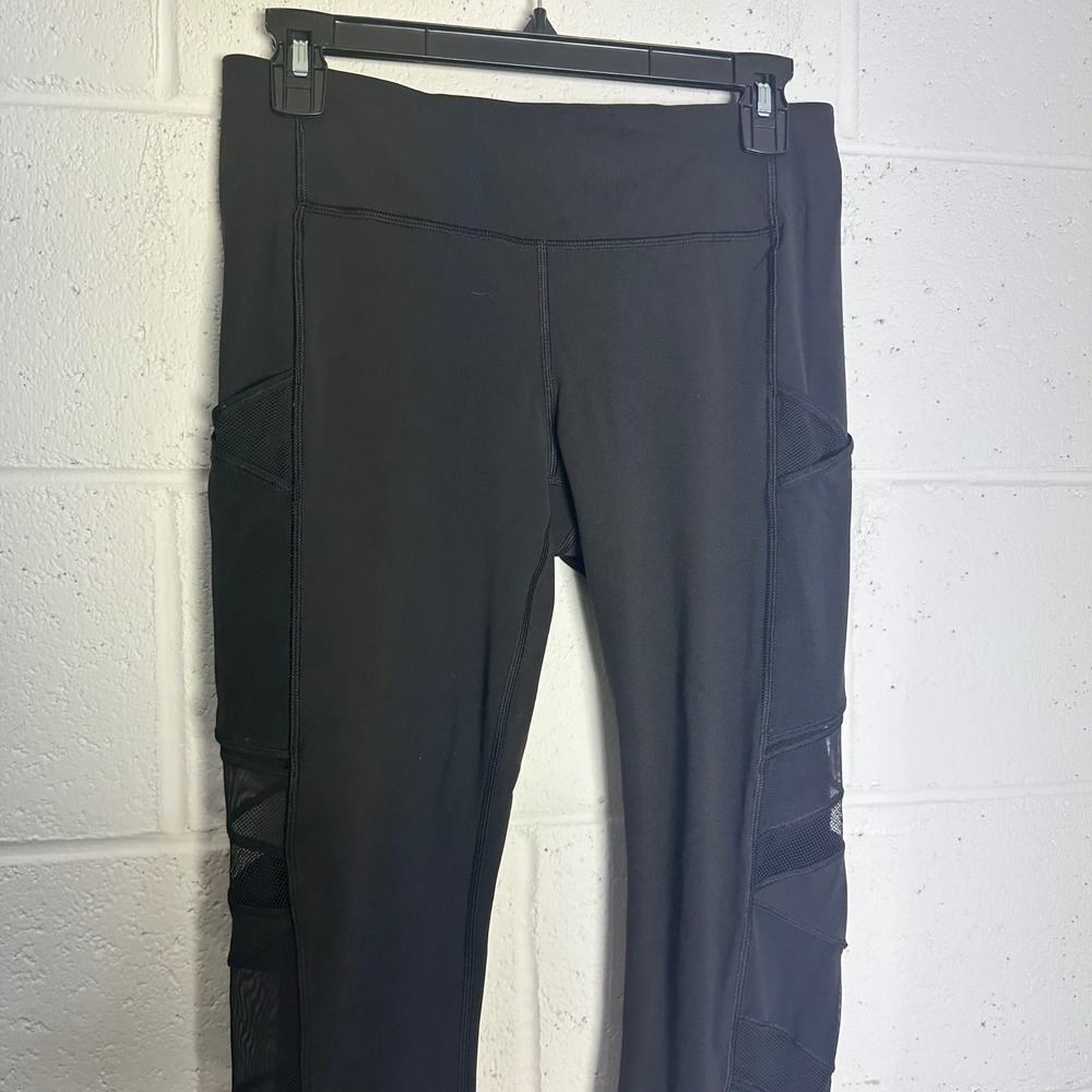Lululemon Tight Stuff Tight II Black Mesh Reflective Running Leggings Size 8